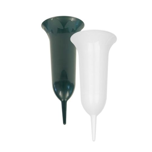 Sírváza 31cm leszúrható műanyag zöld/fehér