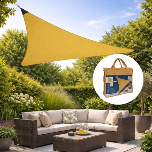 Napvitorla háromszög alakú 3,6x3,6x3,6m sárga 170gr/m2