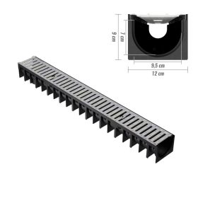 Folyóka 100cm 70mm mély standard fémráccsal