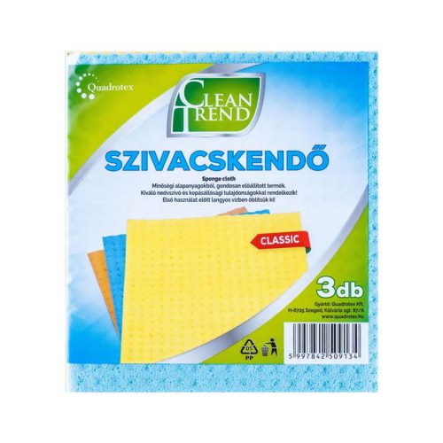 Törlőkendő szivacsos 3db Clean Trend