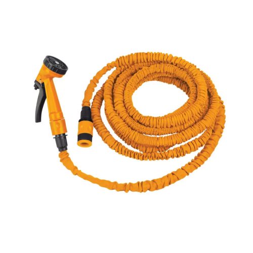 Locsolótömlő nyúló-zsugorodó 5,0m -15m + 7 funkciós locsolópisztoly Profi Hoteche