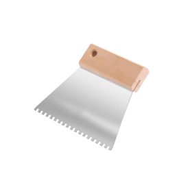 Fogazott spatula 4x4 15cm fa nyelű finom fogazású 