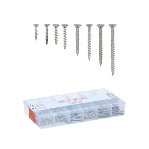 Csavar készlet fa PZ1-PZ2 332db Black&Decker