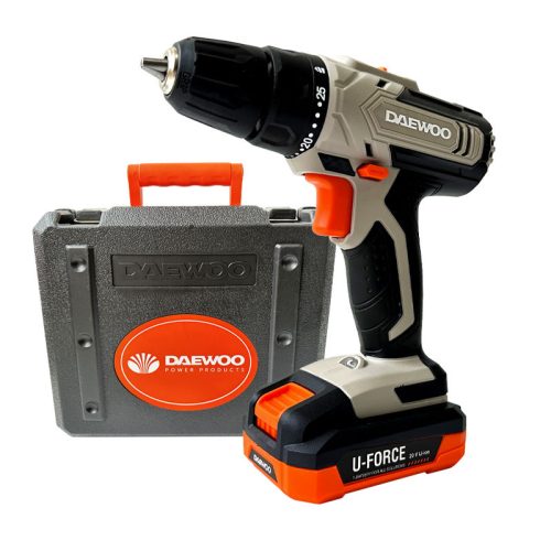 Fúró-csavarozó akkus 20V 1db 1,5Ah akkuval töltővel és kiegészítőkkel kofferben Daewoo