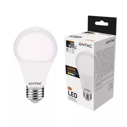 Izzó led E27 gömb 10W 4000K semleges 950Lm fehér Entac