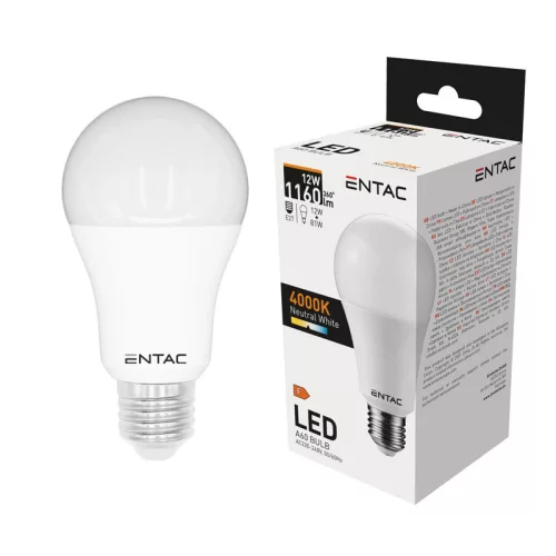 Izzó led E27 gömb 12W 4000K semleges 1160Lm fehér Entac