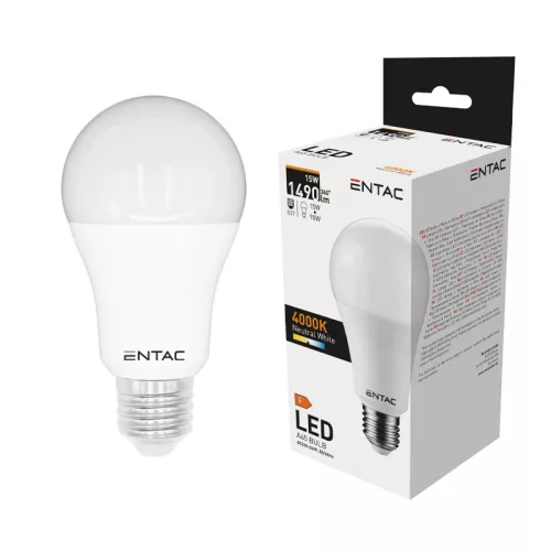 Izzó led E27 gömb 15W 4000K semleges 1490Lm fehér Entac