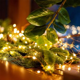 Fényfüzér 30 db mikro leddel melegfehér elemes