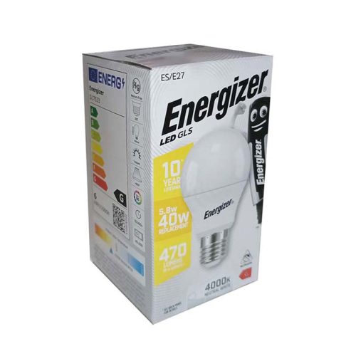 Izzó led E27 normál 40W 4000K semleges 470Lm fehér Energizer