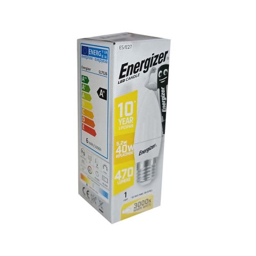 Izzó led E27 gyertya 40W 3000K meleg 470Lm Energizer