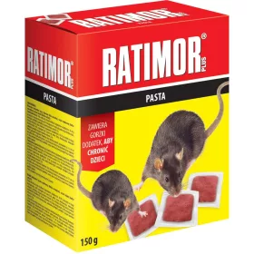   RATIMOR Bromadiolon puha rágcsálóirtó csalétek egerek és patkányok ellen – 150 g