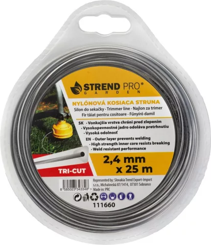 TriCut, Háromszögletű fűnyíródamil, 2,40 mm, H-25 m
