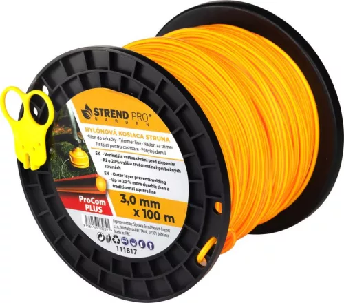 ProCom Plus négyszögletes fűnyíródamil vágóval, 3,0 mm, midi orsó H-100 m