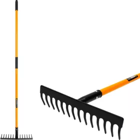   Strend Pro 14 fogú kerti gereblye üvegszálas nyéllel, 1500 mm