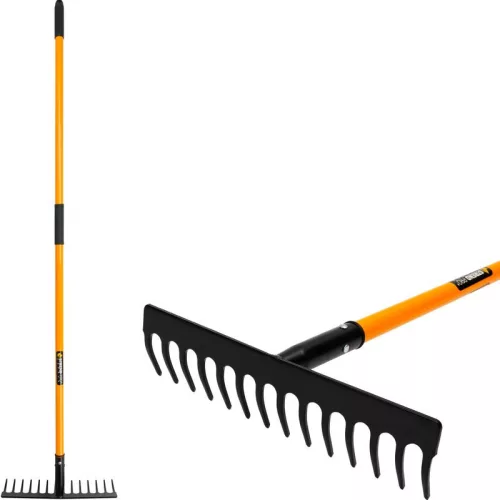 Strend Pro 14 fogú kerti gereblye üvegszálas nyéllel, 1500 mm