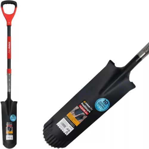 Strend Pro Premium RedShark Keskeny, fogazott élű ásó, üvegszálas D-nyéllel