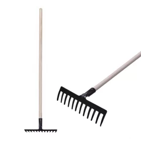   Strend Pro Premium R-606 12 fogú kerti gereblye, kovácsolt, fa nyél