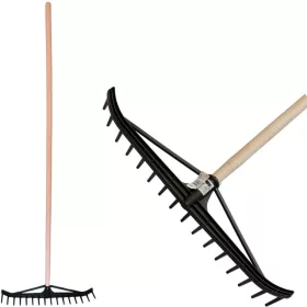 Longbow 16 fogú műanyag szénagereblye levélhez, fa nyél
