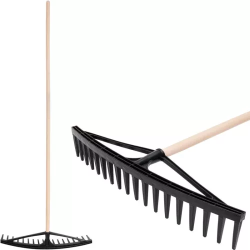 Longbow 18 fogú műanyag szénagereblye levélhez, fa nyél