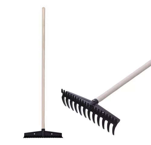 Strend Pro Premium S892, 325x115 mm, 12 fogú kétoldalas kerti gereblye fa nyéllel