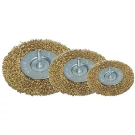   Drótkorong csiszoláshoz Tigerlion A9002, 50-65-75 mm, körkefe, hullámos, 3 részes kefekészlet, szárral