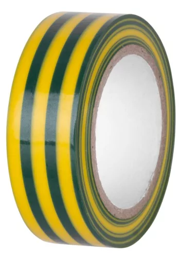 Szigetelőszalag E130YGR, zöld-sárga, 19 mm, Hossz: 10 m, PVC