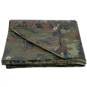   Tarpaulin, Khaki 4x5 m Takaróponyva fűzőlyukakkal, 80 g/m, olíva/terepmintás