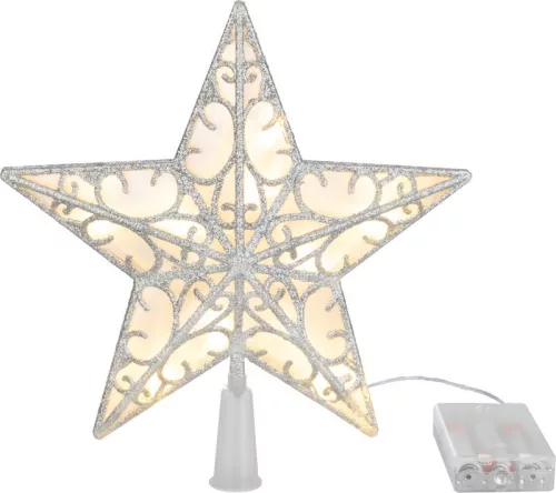 MagicHome, Karácsonyi csillag, műanyag, 10x LED meleg fehér, 25 cm, 2xAA