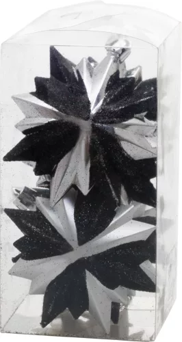 MagicHome, Karácsonyi Dísz fekete-ezüst, 6 db, 8x9,5 cm