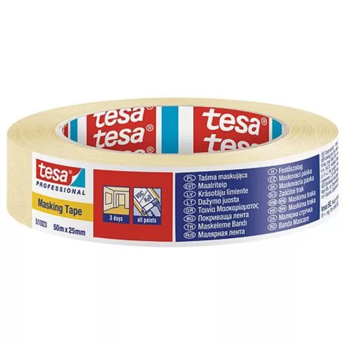 Maszkolószalag tesa PRO, festő, ragasztó, 25 mm, Hossz: 50 m