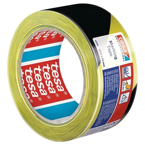 Figyelmeztető szalag tesa PRO Marking, ragasztó, sárga-fekete, 50 mm, Hossz: 33 m