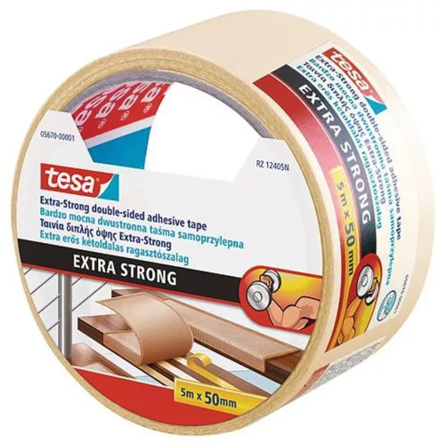 Kétoldalas ragasztó tesa Extra STRONG Permanent, fólia, fehér, 50 mm, Hossz: 5 m