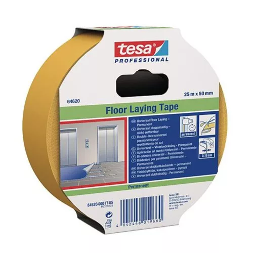Kétoldalas ragasztó PRO tesafix, univerzális, fólia, fehér, 50 mm, Hossz: 10 m