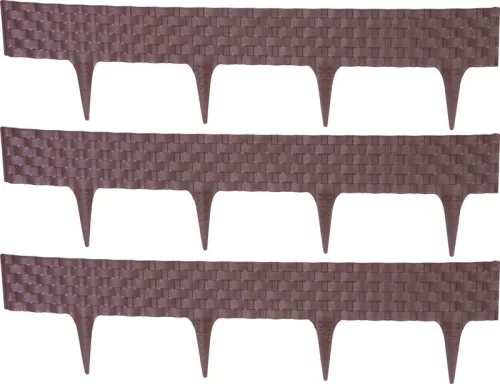 Rattan Ágyásszegély, Hosszúság 2,40 m, sötétbarna, 3 db-os, 820x95/200 mm, UV-álló