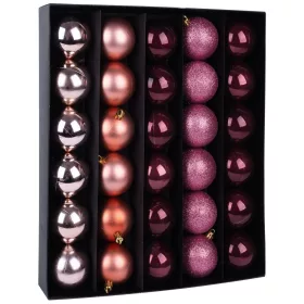   MagicHome, Karácsonyi Gömbök, 30 db, réz - rózsaszín, vegyes, 6 cm