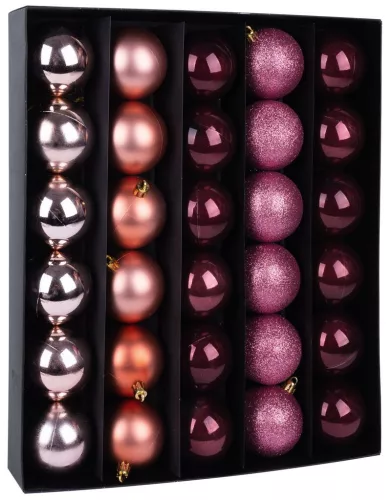 MagicHome, Karácsonyi Gömbök, 30 db, réz - rózsaszín, vegyes, 6 cm