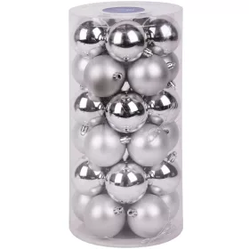 MagicHome, Karácsonyi Gömbök, 30 db, ezüst, vegyes, 6 cm