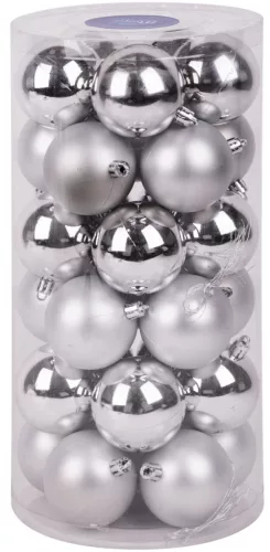 MagicHome, Karácsonyi Gömbök, 30 db, ezüst, vegyes, 6 cm
