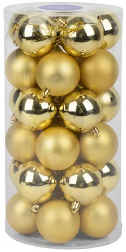 MagicHome, Karácsonyi Gömbök, 30 db, arany, vegyes, 6 cm