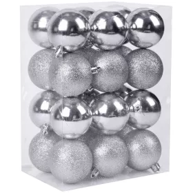 MagicHome, Karácsonyi Gömbök, 24 db, ezüst, vegyes, 6 cm