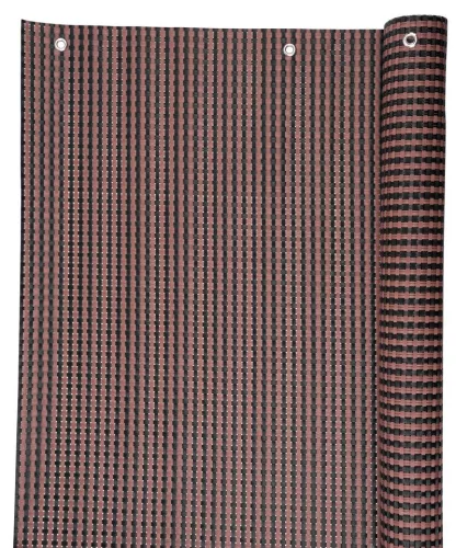 Polyratan erkély árnyékoló háló, 77, 0,9x3 m, UV, 800 g/m2, barna-fekete