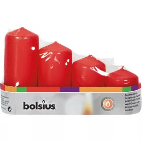   Bolsius Pillar Adventi gyertyák, piros, 48 mm 60/80/100/120 mm, 4 db