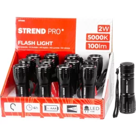   Zseblámpa Strend Pro Flashlight FL004, COB 100 lm, alumínium test, 3xAAA, csomag 12 db
