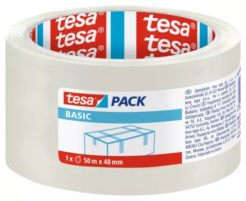 Csomagoló szalag tesa BASIC, ragasztó, átlátszó, 48 mm, Hossz: 50 m