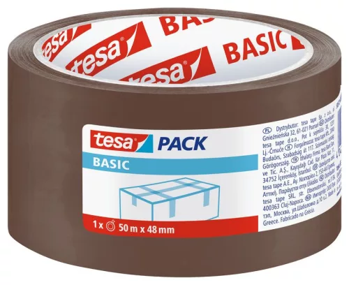 Csomagoló szalag tesa BASIC, ragasztó, barna, 48 mm, Hossz: 50 m