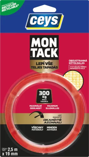 Kétoldalas ragasztószalag Ceys MONTACK összeszerelés, öntapadó, 2,5 mx 19 mm