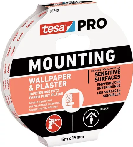 Tesa Mounting PRO ragasztószalag tapétákhoz és vakolatokhoz, 19 mm, 5 m