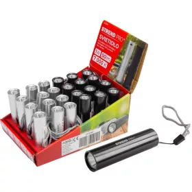  Zseblámpa Strend Pro Flashlight NX1051, 50 lm, USB töltés, fekete/ezüst, 77x19 mm, csomag 24 db