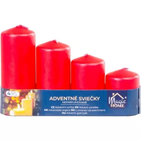   MagicHome, adventi gyertya, piros, 48 mm 60/80/100/120 mm, 4 db