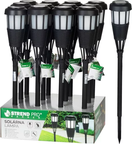 Strend Pro Garden, Napelemes lámpa, fekete, 6x LED, 7,5x51 cm, 12 db